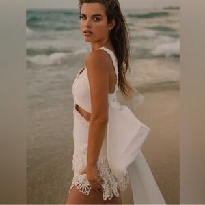 LoveShackFancy Anjanue Bow Detail Cutout
True White Mini Dress size 4